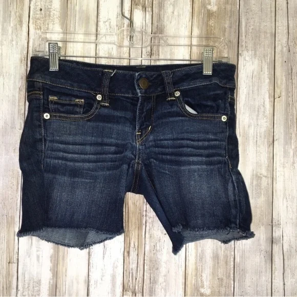 American Eagle Dark Wash Denim Cutoff Shorts - Picture 1 of 6